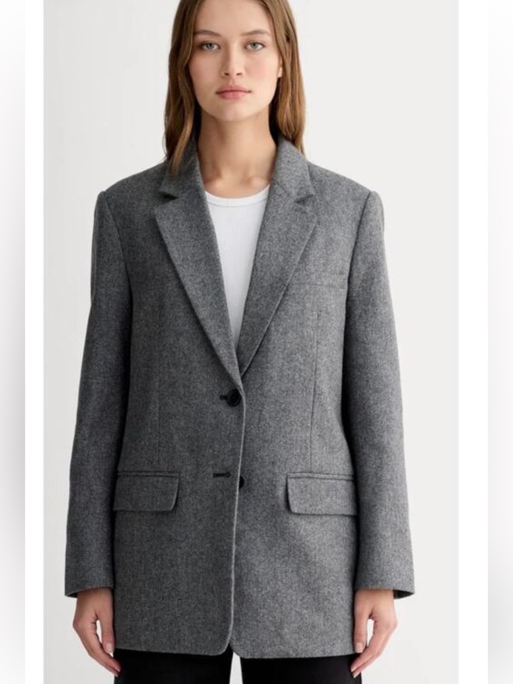Everlane The Oversized Blazer Grey Herringbone